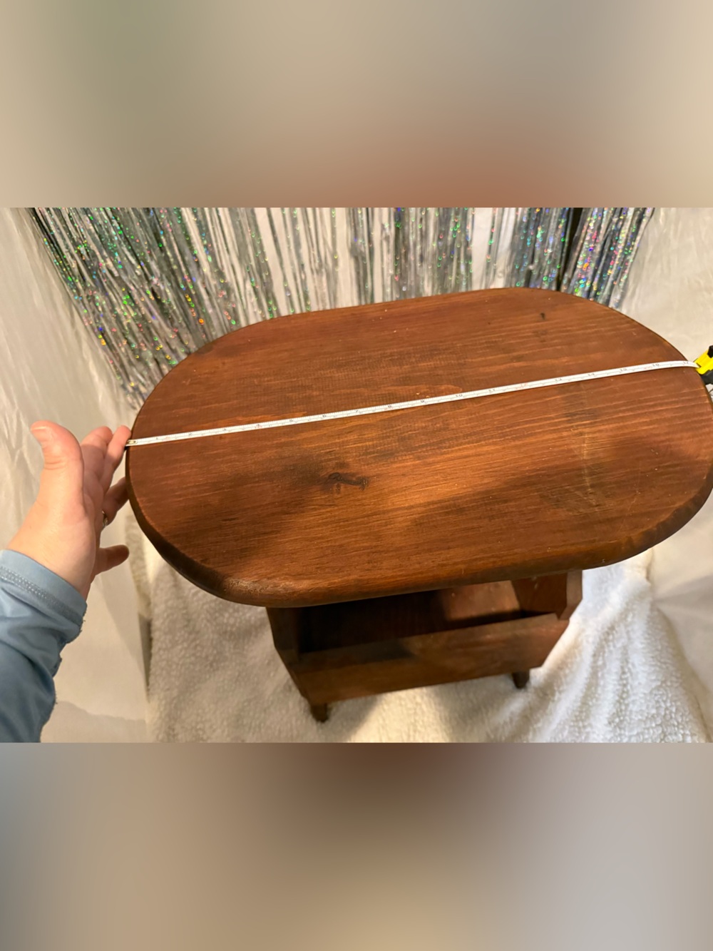 Rustic Wooden Side Table with Magazine Holder - Brown - Picture 3 of 12